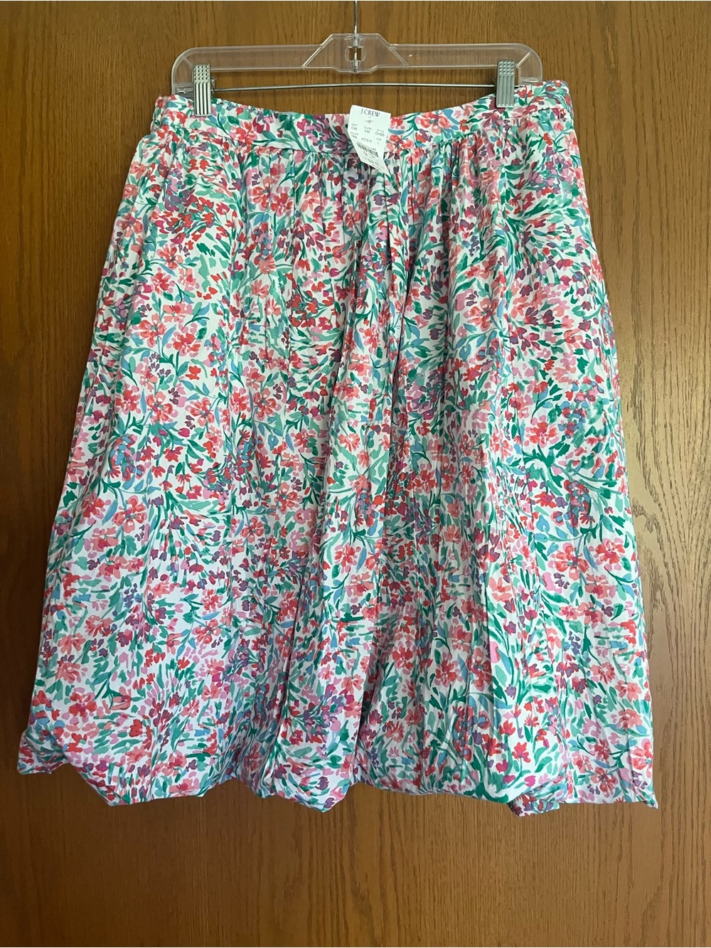 J. Crew Floral A-Line Midi Skirt in Pink, Green & White